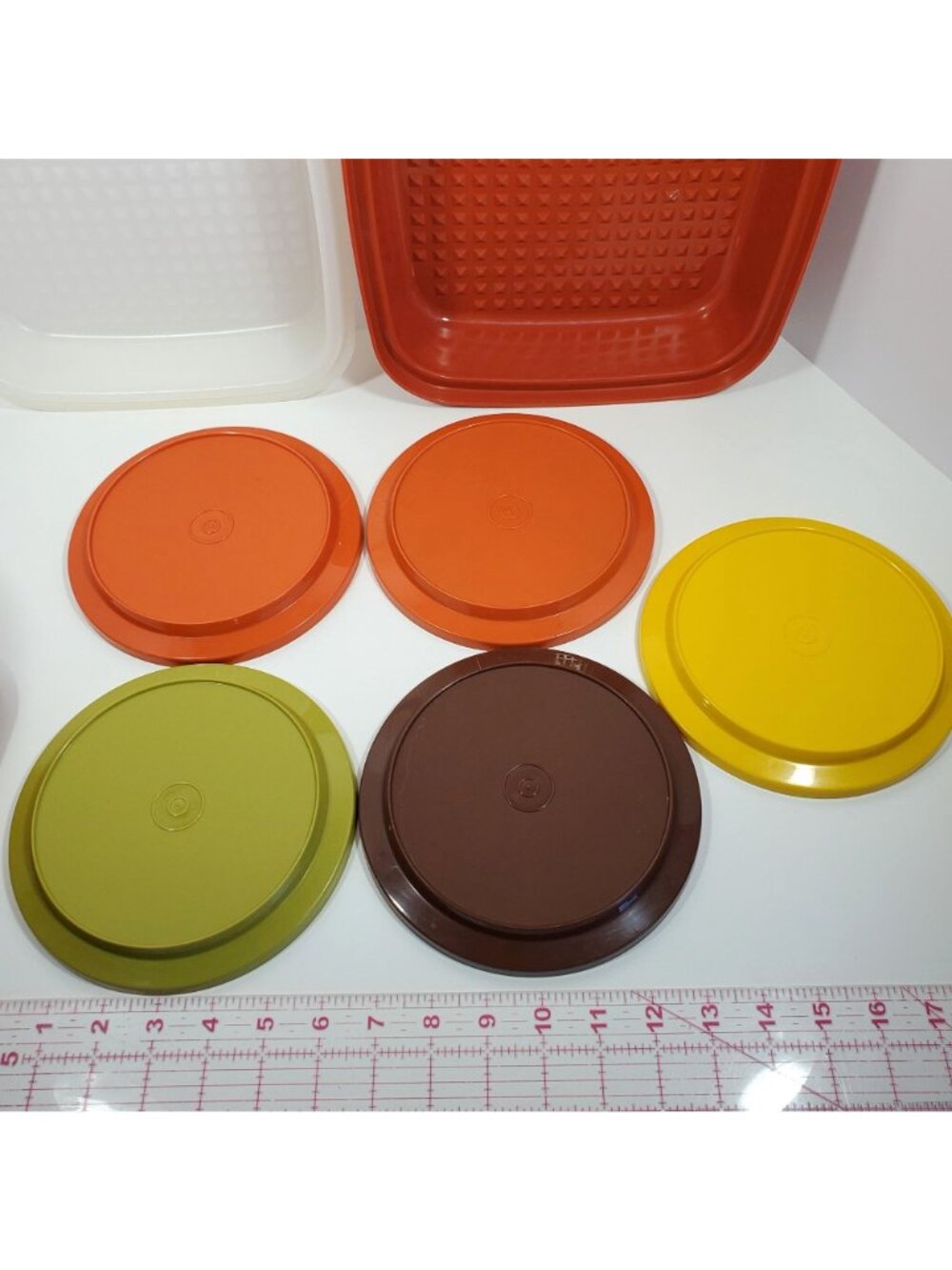 Vintage 70s Tupperware Orange Avocado Green Harvest Brown Gold Bowls Seals Retro - Picture 5 of 11